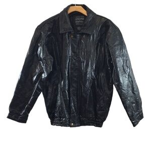 Maxam Genuine Leather Black Bomber Biker‎ Jacket Mens XL Zip Up Italian Mosaic